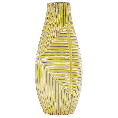 west elm Linework Teardrop Vase with Maze Pattern, Yellow